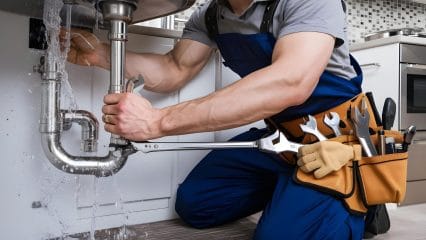 Technician using electronic equipment to detect a plumbing leak in Castle Rock